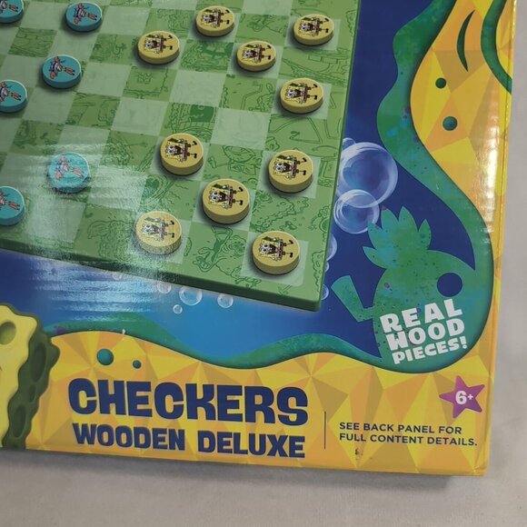 Spongebob Squarepants Checkers Wooden Deluxe Nickelodeon NEW Board Game CTSB2231 - Picture 2 of 8